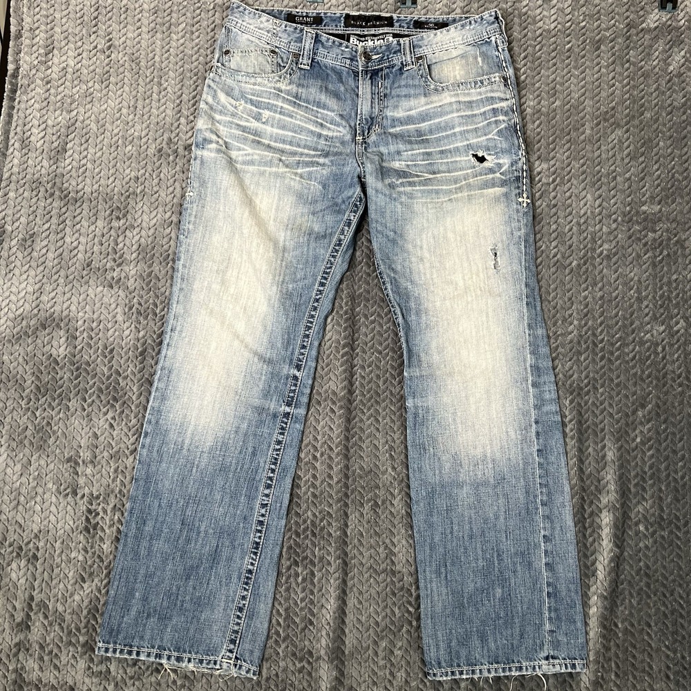 Affliction Jeans Mens 36 Premium Black Grant Loose Fit Distressed Grunge Punk